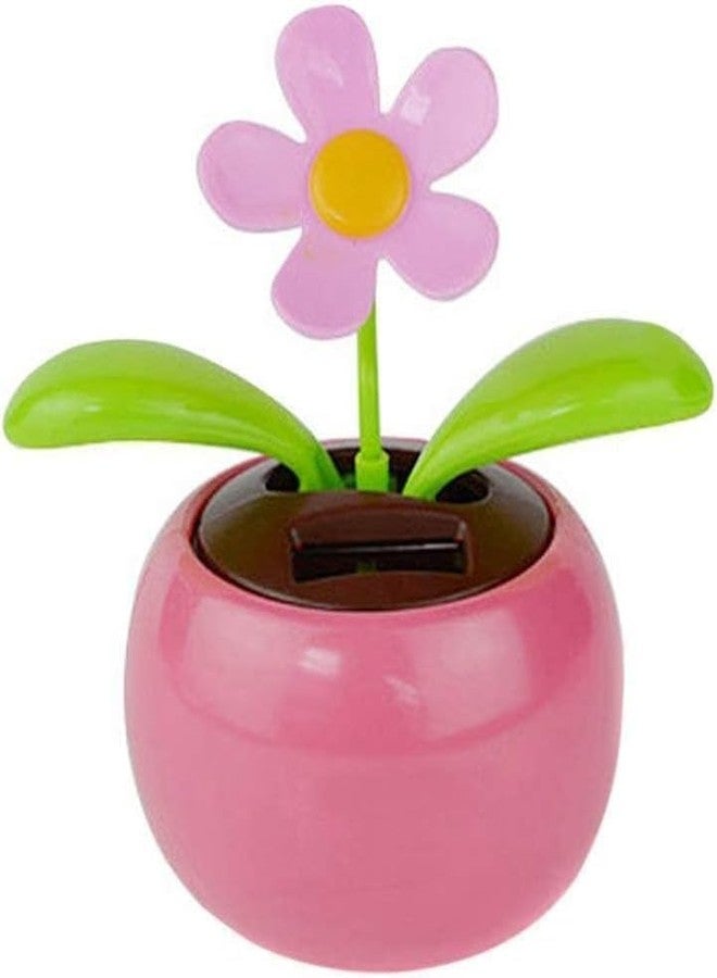 Tnyvm Pink Solar Powered Dancing Swinging Flower Car Ornament Home Office Decor Gift (Approx 4.72" x 2.76") - Image 1